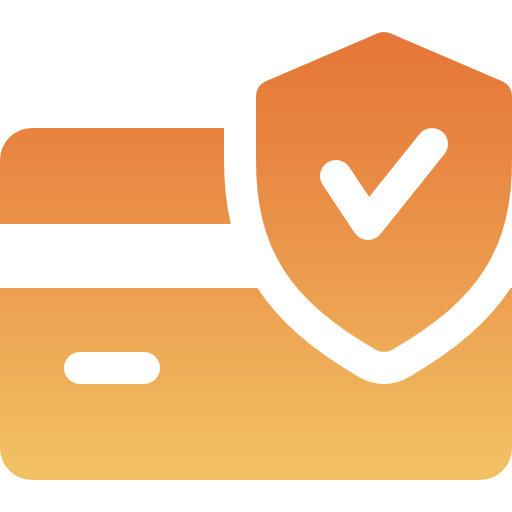 A yellow and orange icon of an open box with a shield on it.
