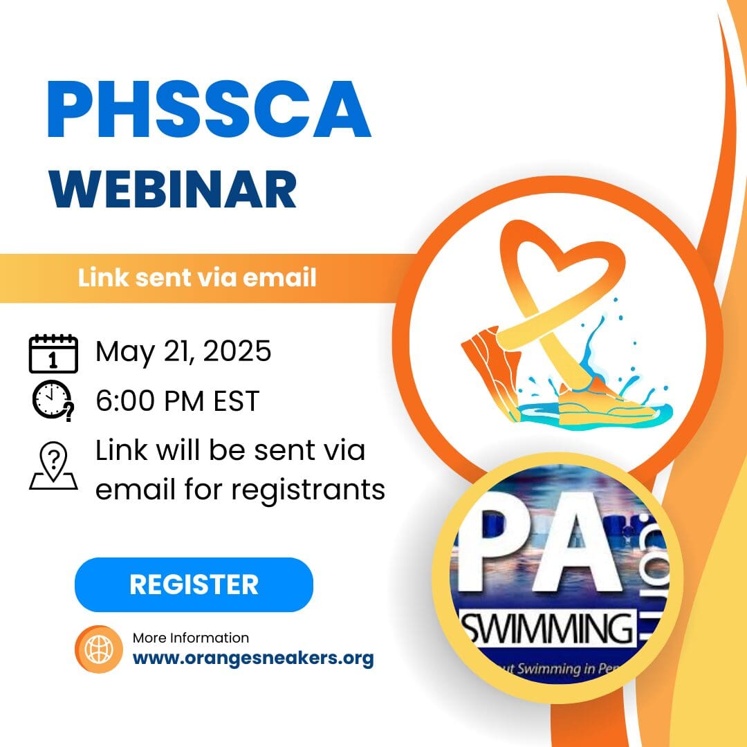 A poster for the phssca webinar with an orange background